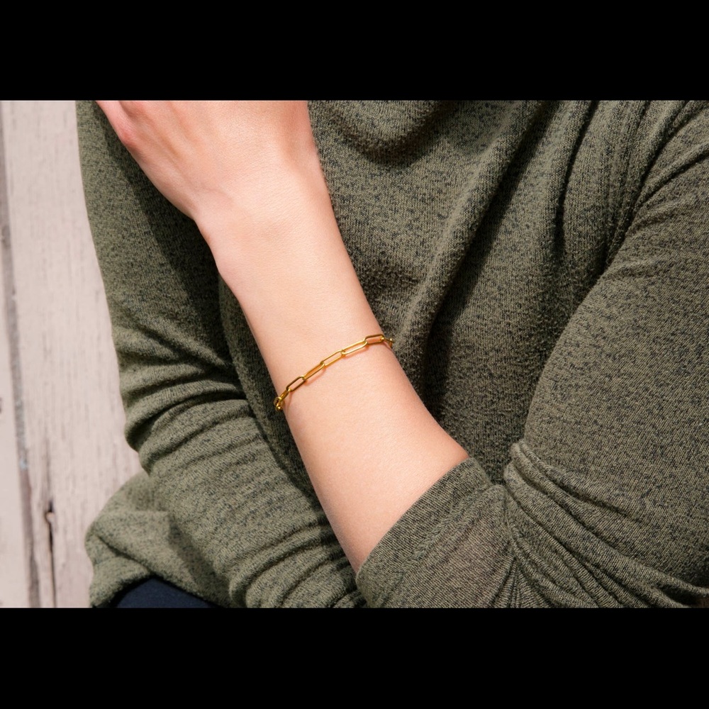 14K gold filled paperclip link bracelet